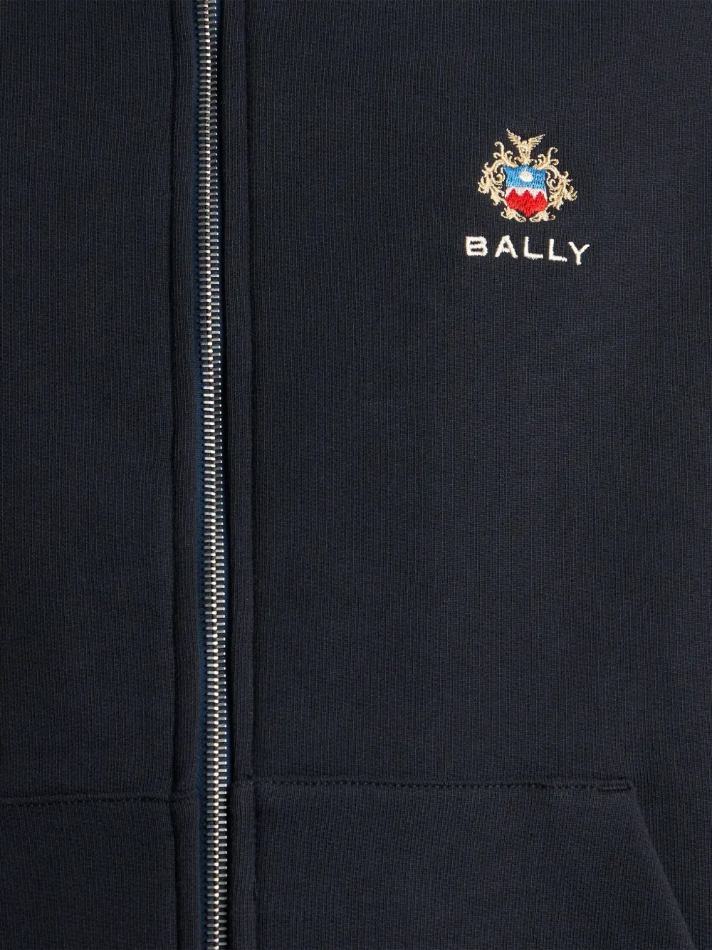 Bally Embroidered-crest Zip-up Hoodie In Animal Print