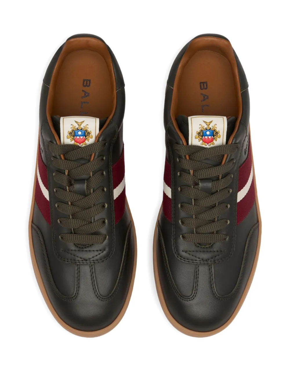 Bally Crest leren sneakers met lintdetail Bruin