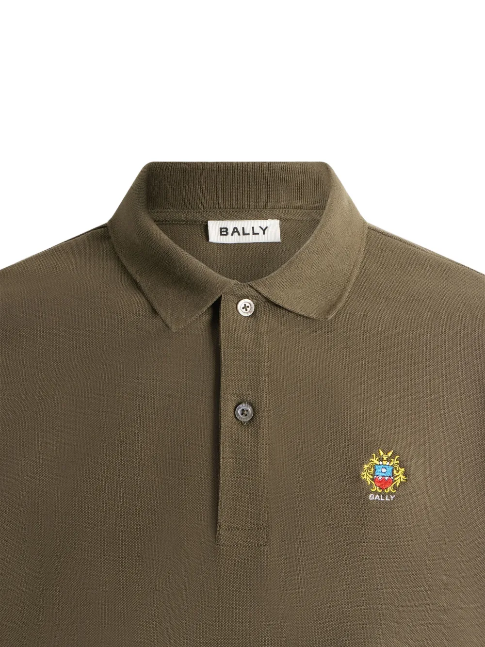 Bally Crest-embroidered Polo Shirt In Brown