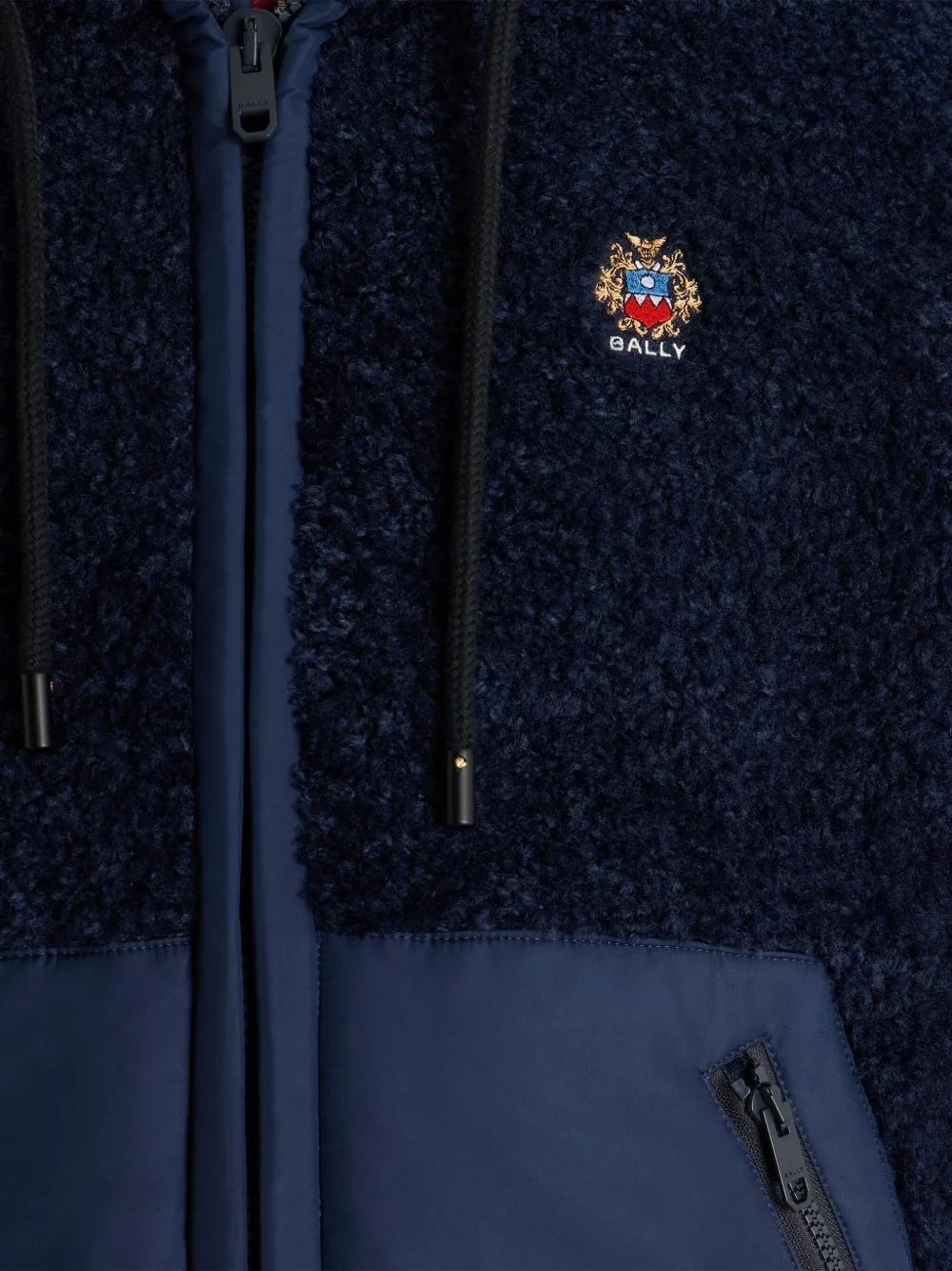 Bally Fleece jack met capuchon en borduurwerk Blauw