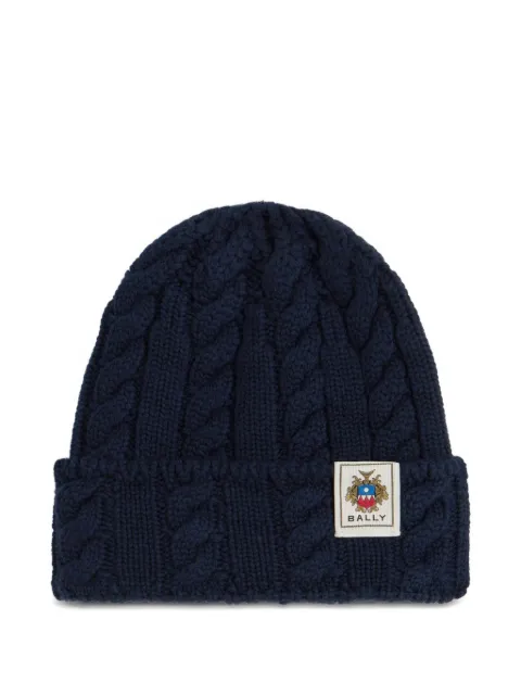 Bally cable-knit crest-label beanie hat