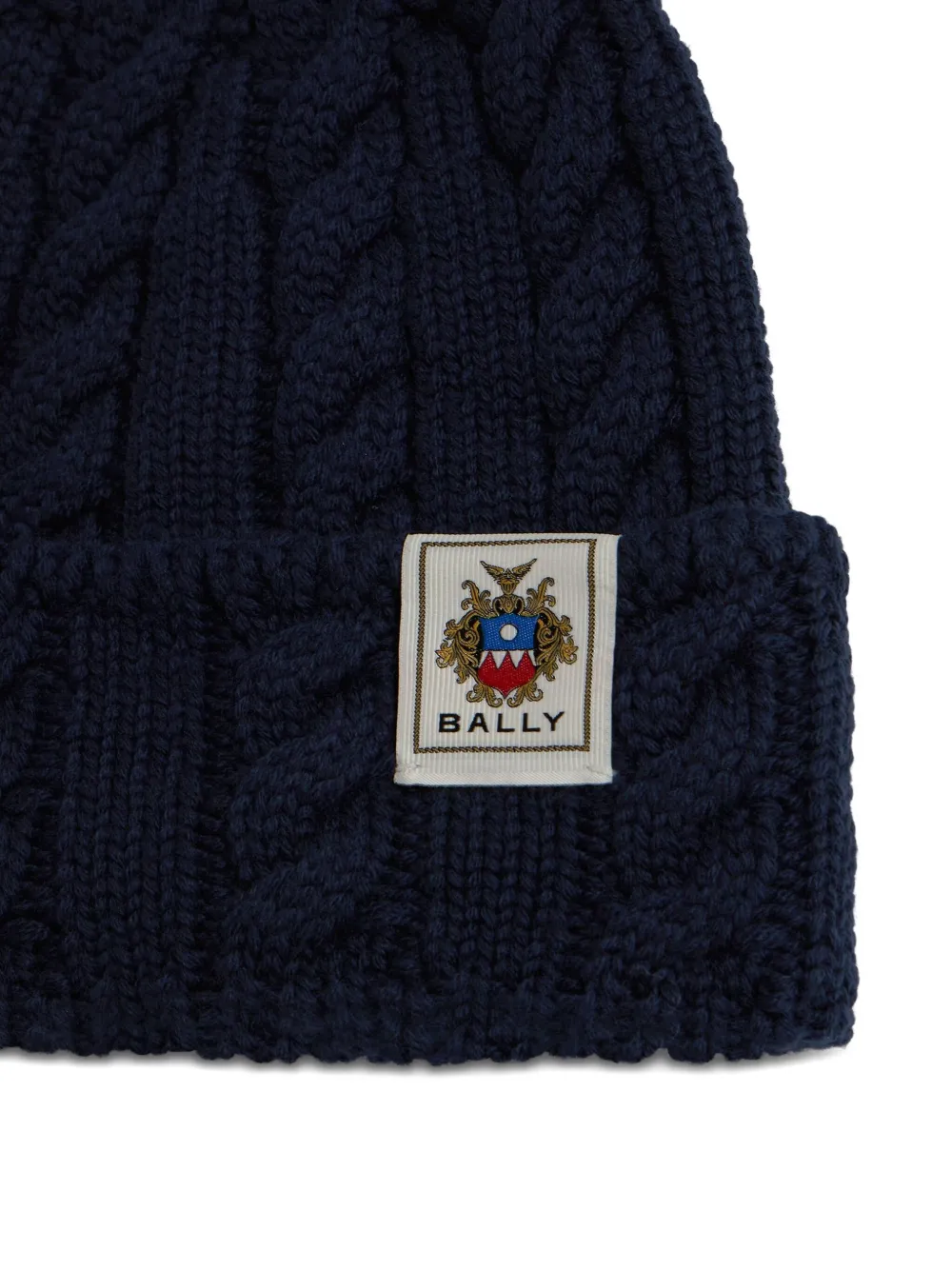 Bally Kabelgebreide muts met label Blauw