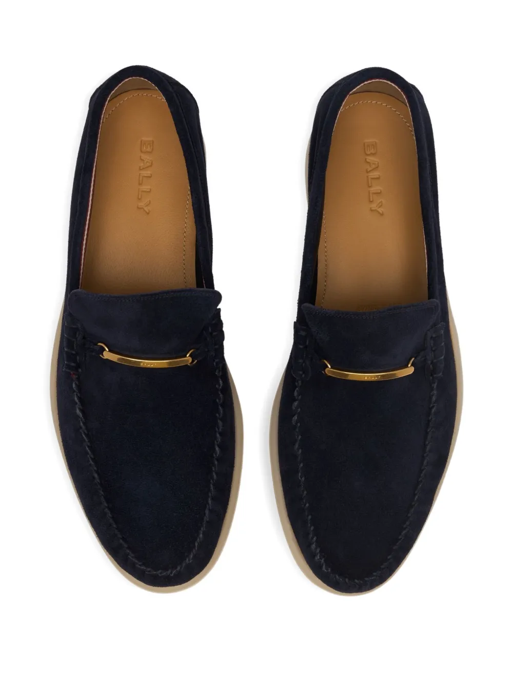 Bally Gesmockte mocassin met metalen detail Blauw