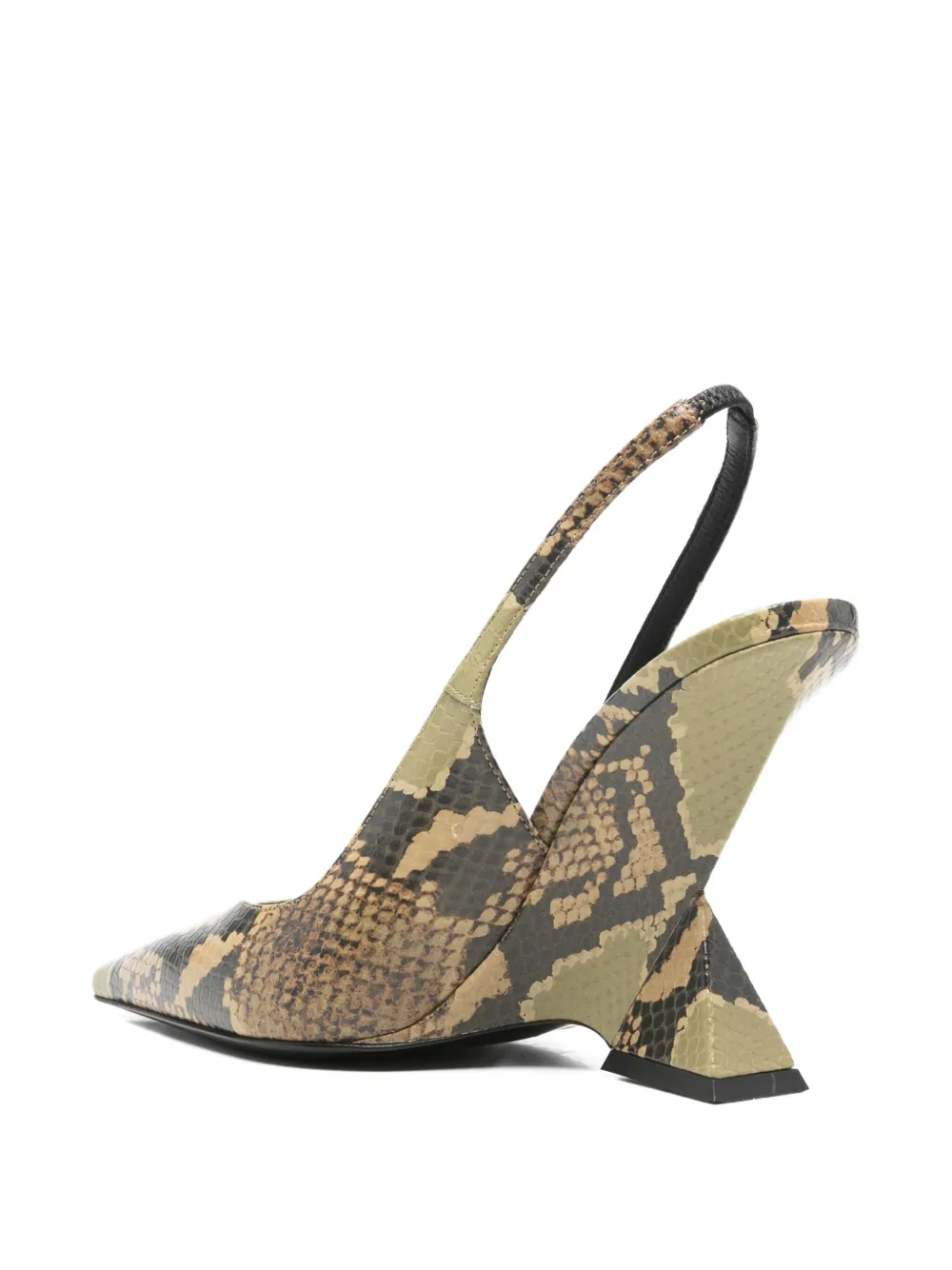 The Attico 105 mm pumps met slangenprint Groen