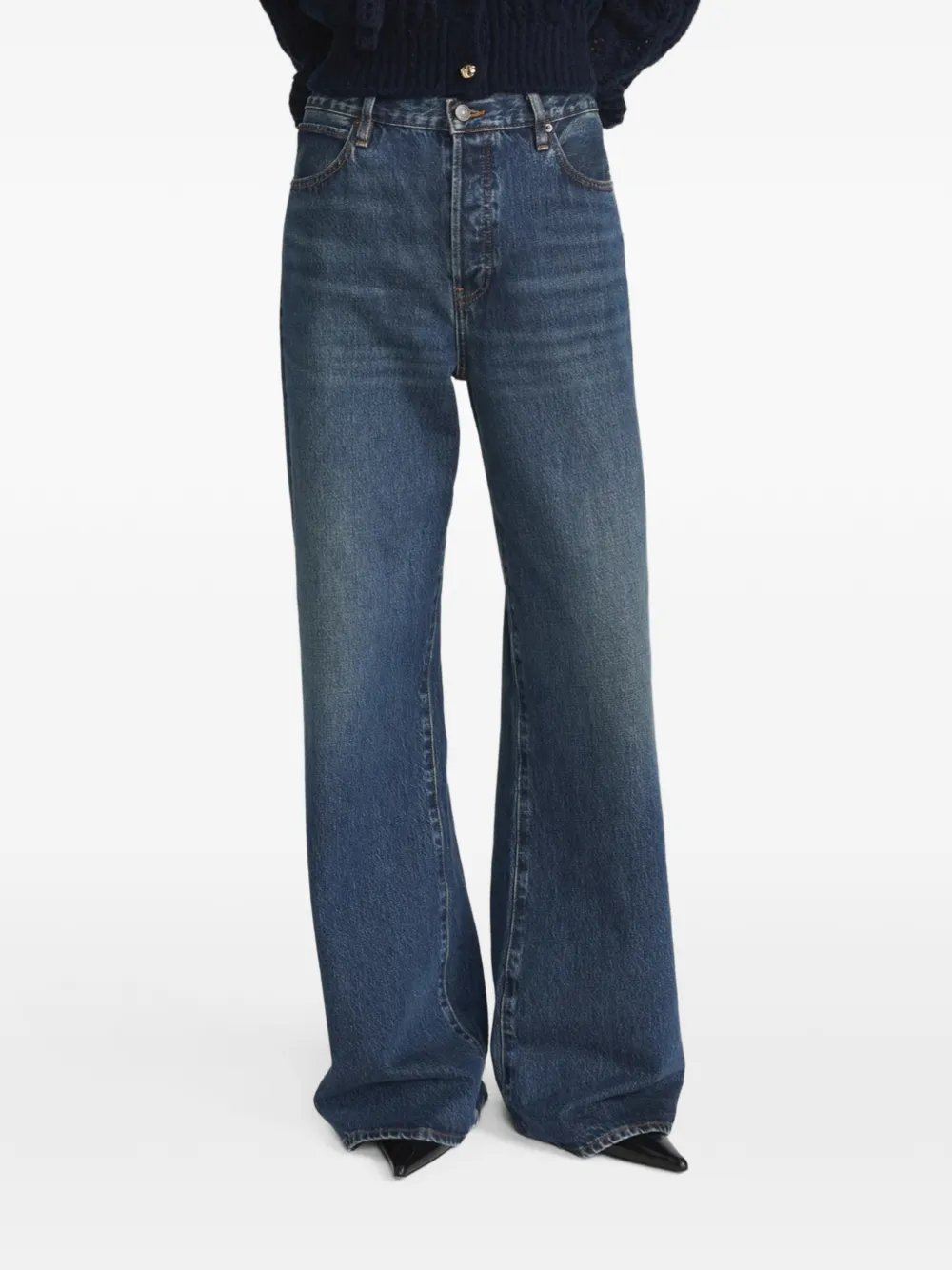 FRAME Broek met wijde pijpen Blauw