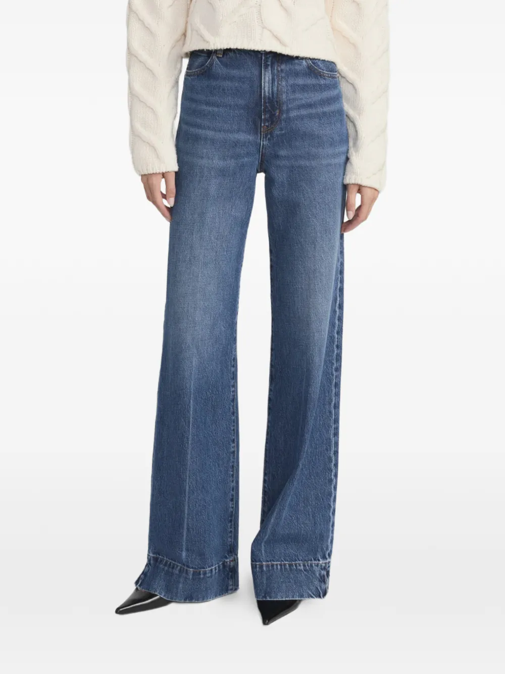 FRAME Broek met wijde pijpen Blauw