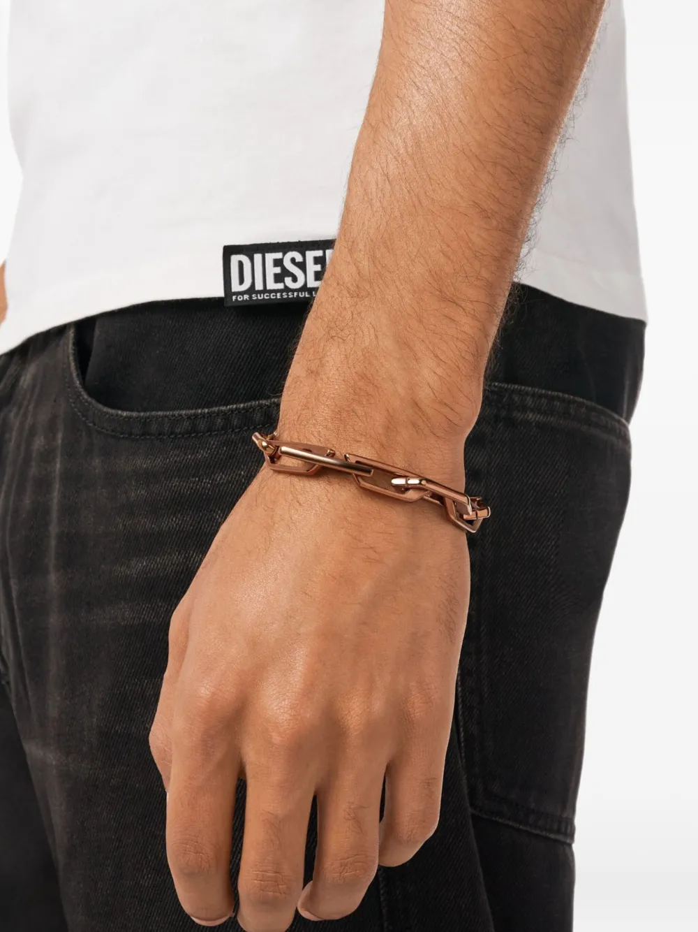 Diesel Barbed Interlocking Chain Bracelet In Gold