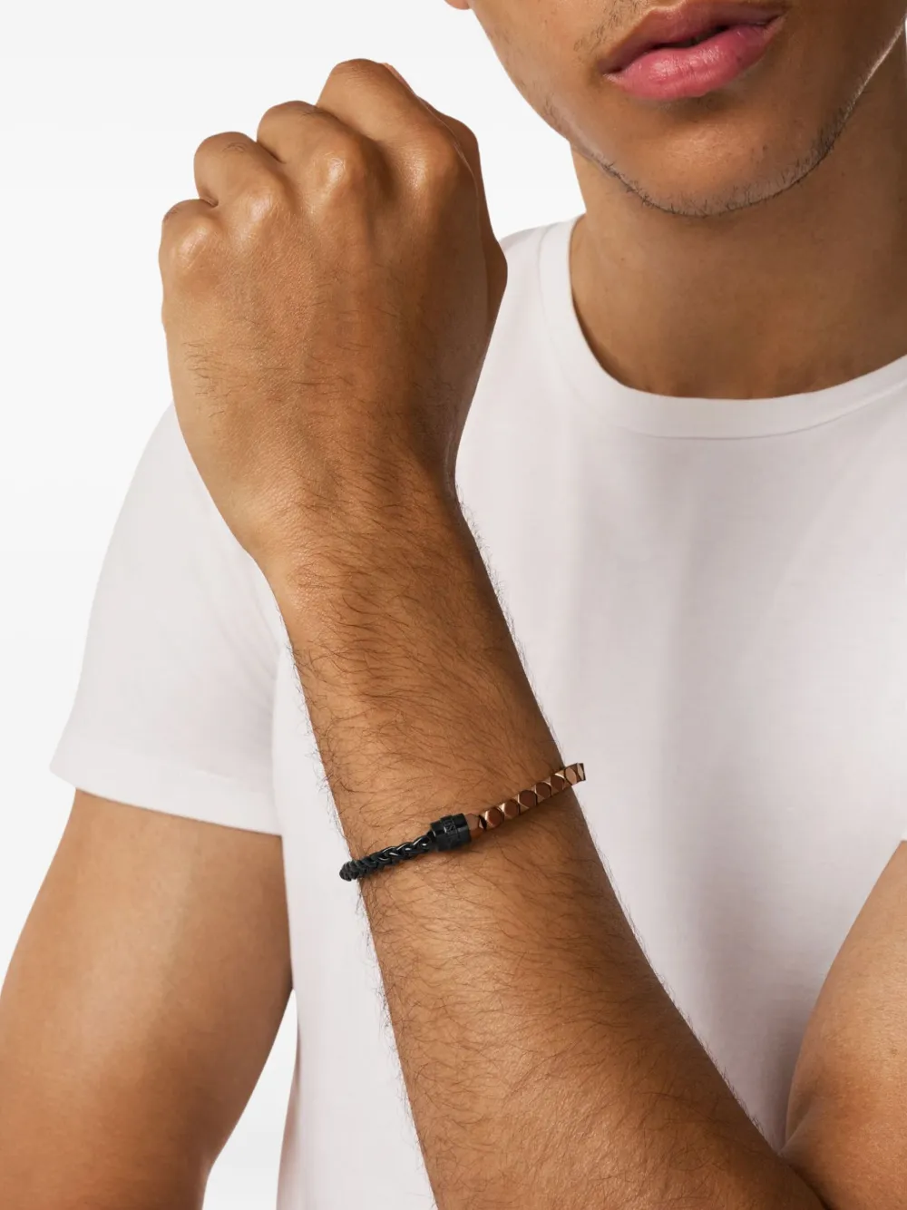 Diesel Chain Beaded Bracelet In Brown