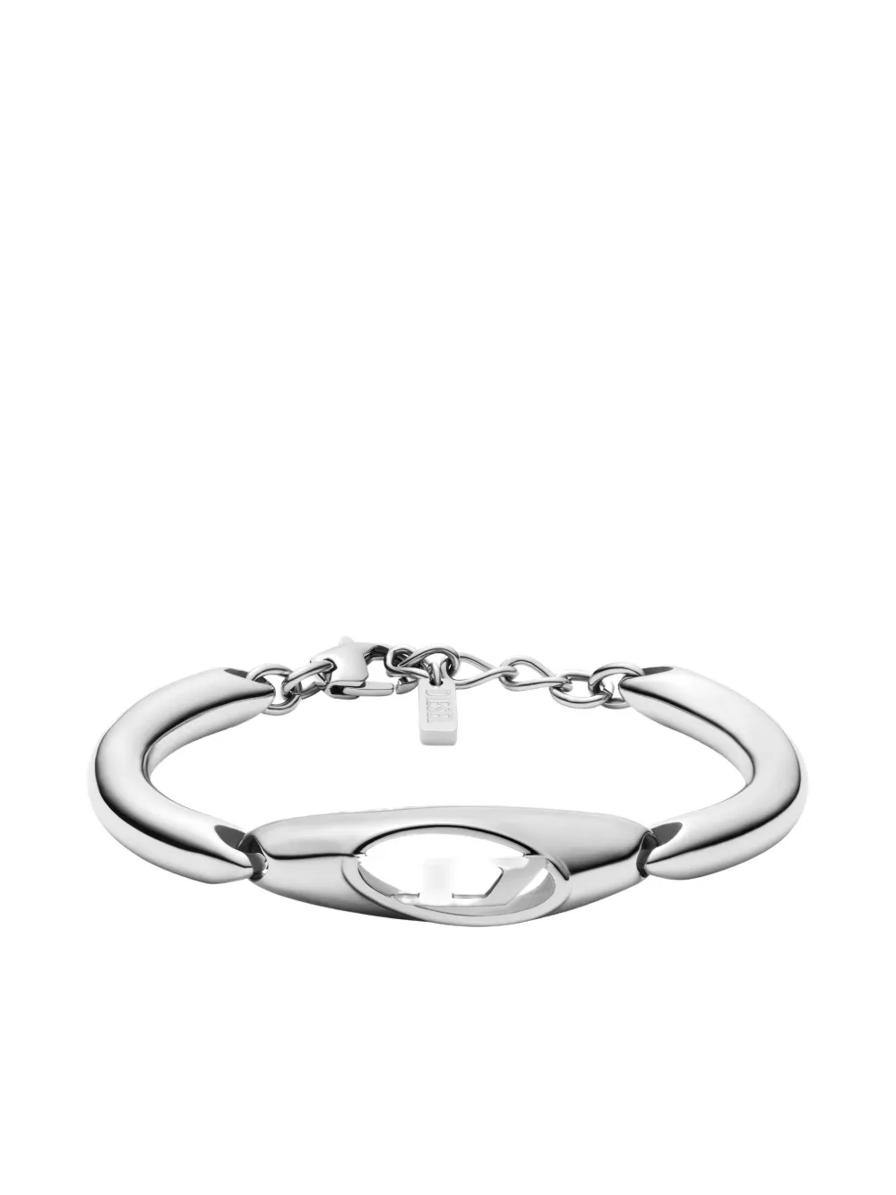 Diesel Cutout Oval Logo Bracelet In Black