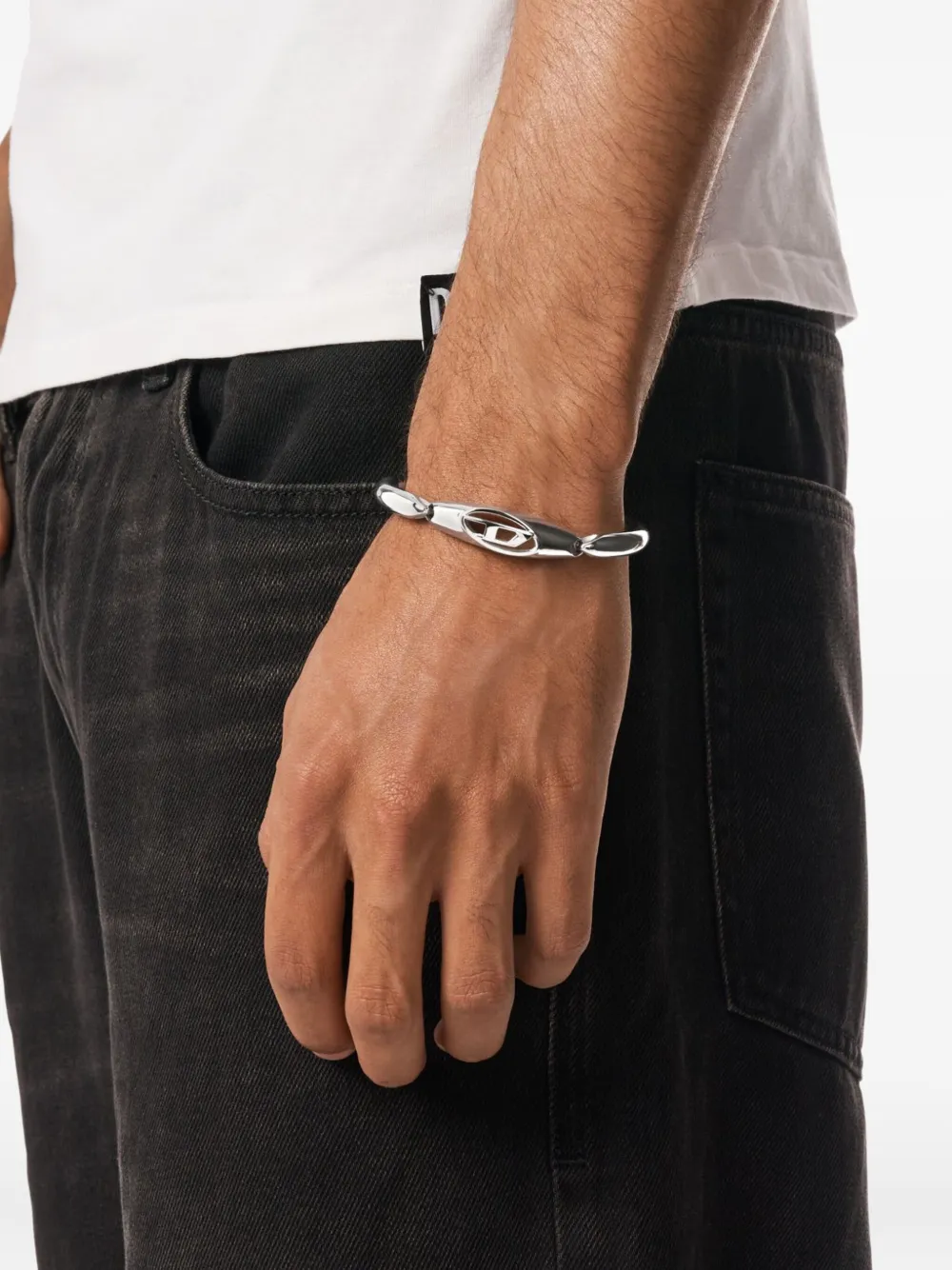 Diesel cutout oval logo bracelet - Zilver
