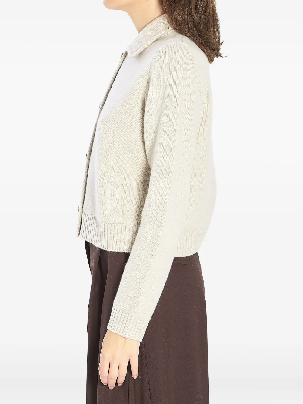 Lisa Yang Lynna Pointed-collar Buttoned Cardigan In Neutral
