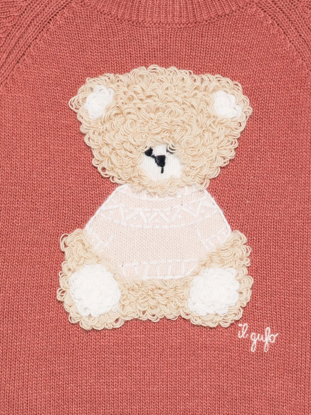 Il Gufo Trui met teddybeer patch Rood