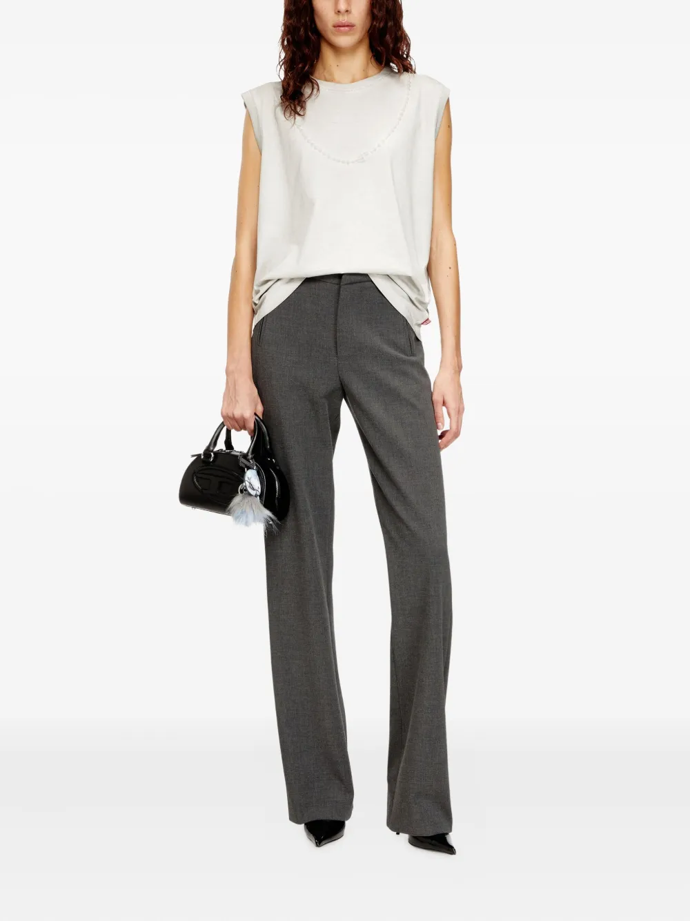 Diesel T-embej Embossed Chain Sleeveless T-shirt In Neutral