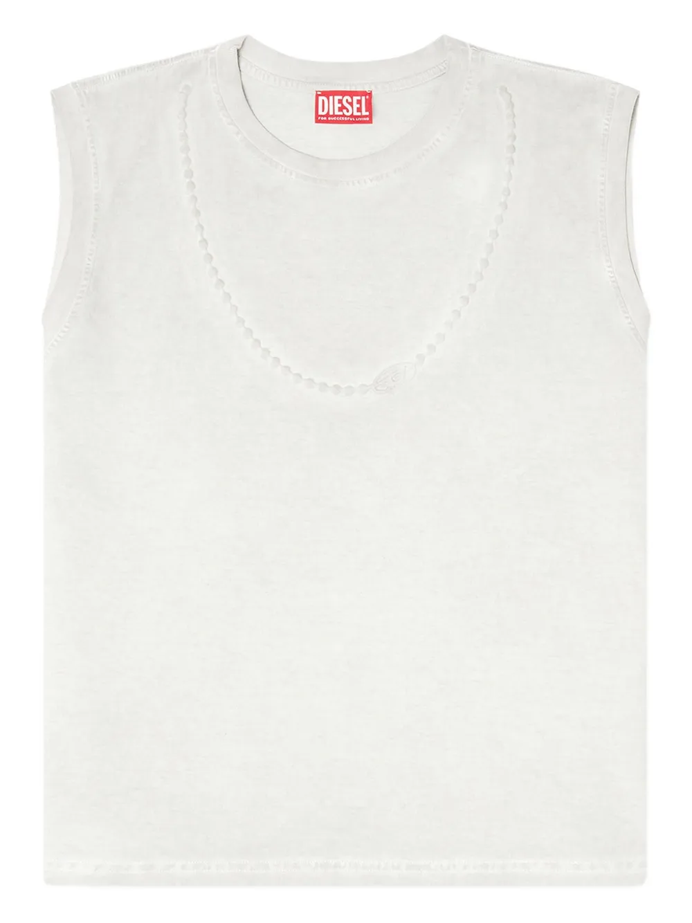 Diesel T-embej Embossed Chain Sleeveless T-shirt In Neutral