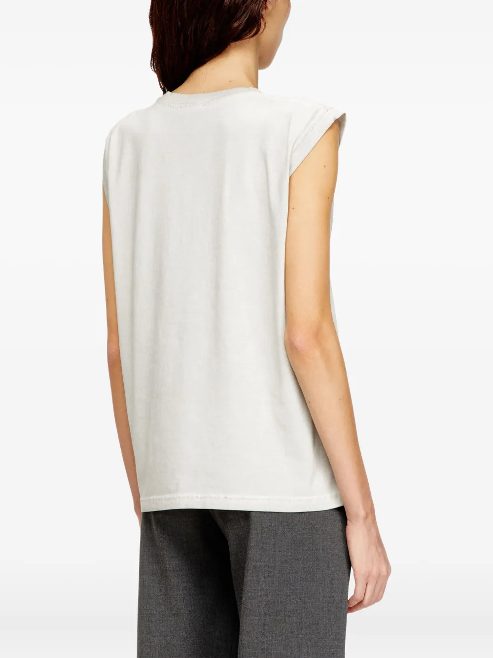 Diesel T-embej Embossed Chain Sleeveless T-shirt In Neutral