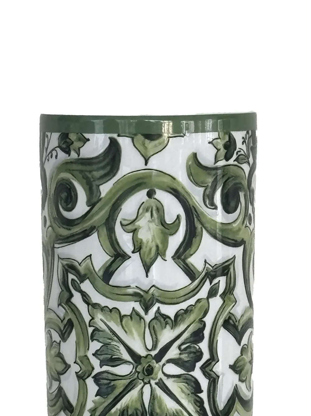 Dolce & Gabbana Majolica patterned vase (10cm x 23cm) - Groen