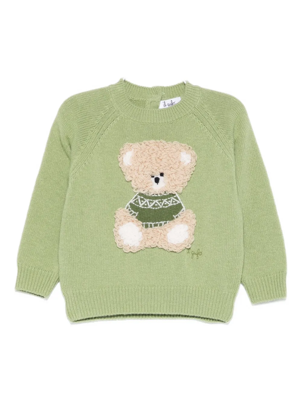 Il Gufo Teddy Bear-appliqué Jumper In Green
