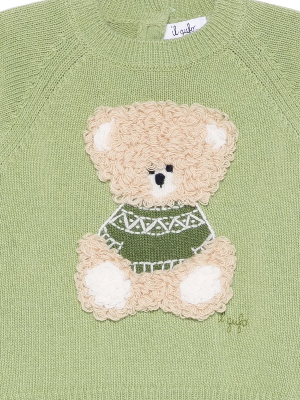 Il Gufo Teddy Bear-appliqué Jumper In Green