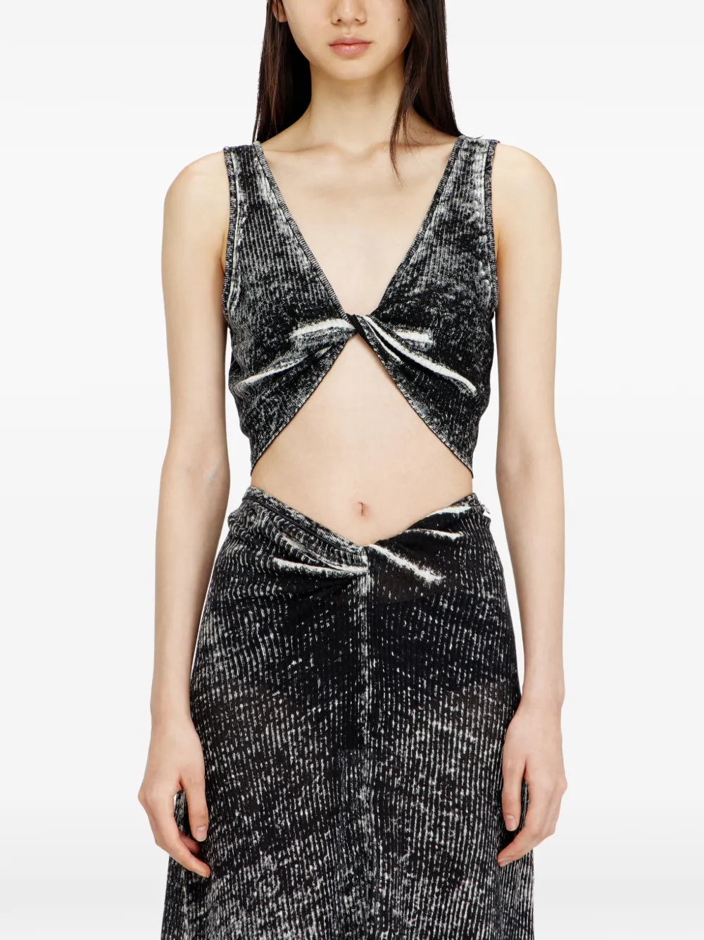 Diesel M-Lilas geknoopte cropped tanktop Zwart