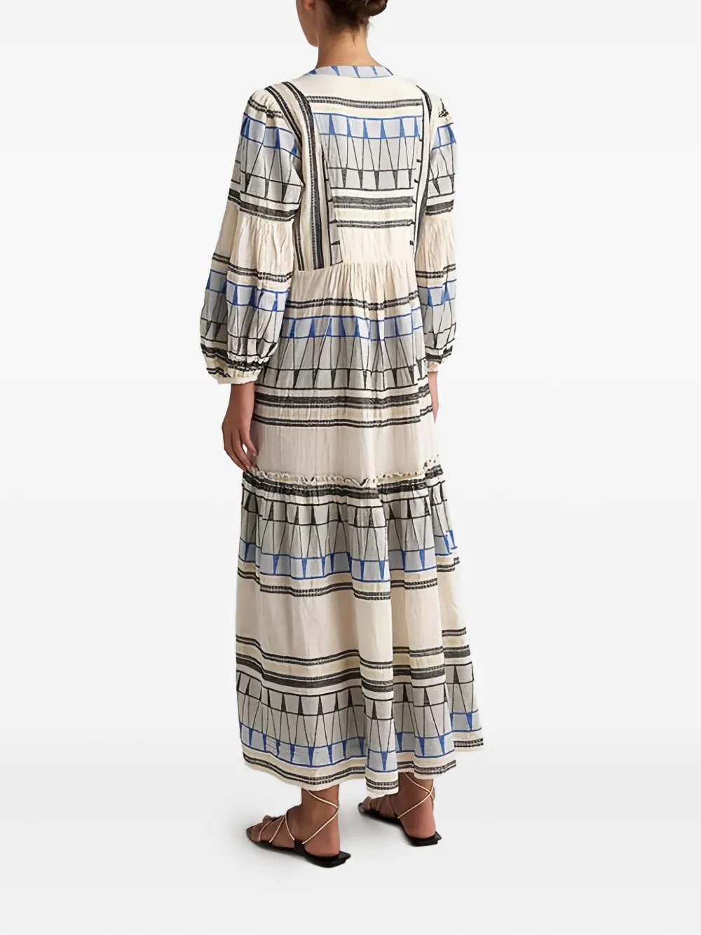 Pearl & Caviar Geometric-print Maxi Dress In Neutral