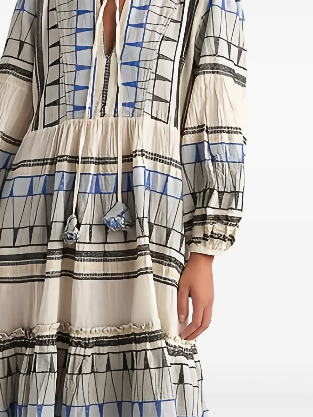 PEARL & CAVIAR Maxi-jurk met geometrische print - Beige
