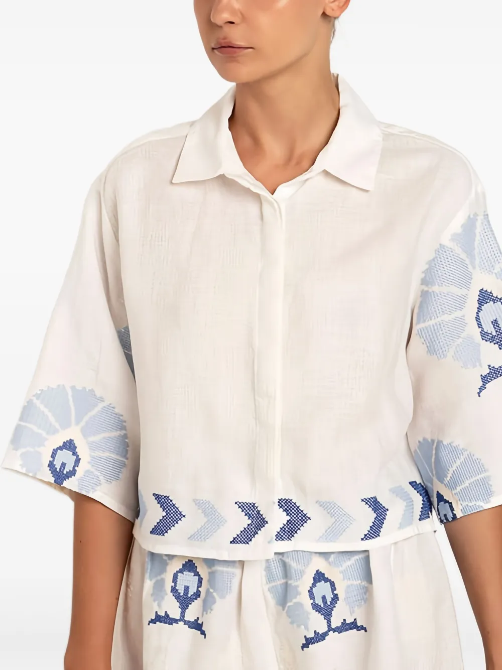 GREEK ARCHAIC KORI Blouse met patroon Wit