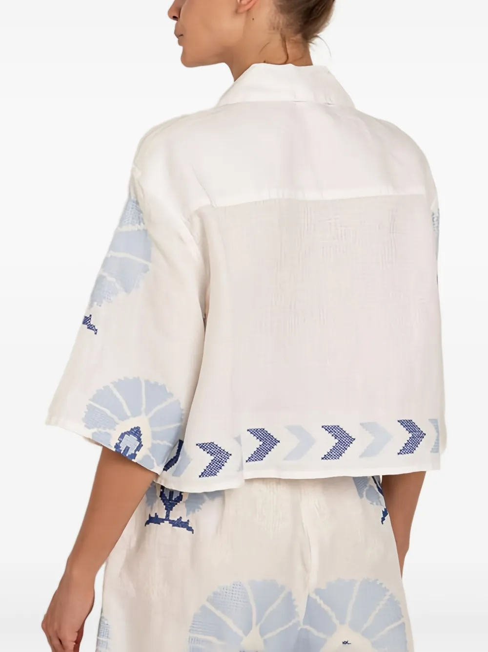 GREEK ARCHAIC KORI Blouse met patroon Wit