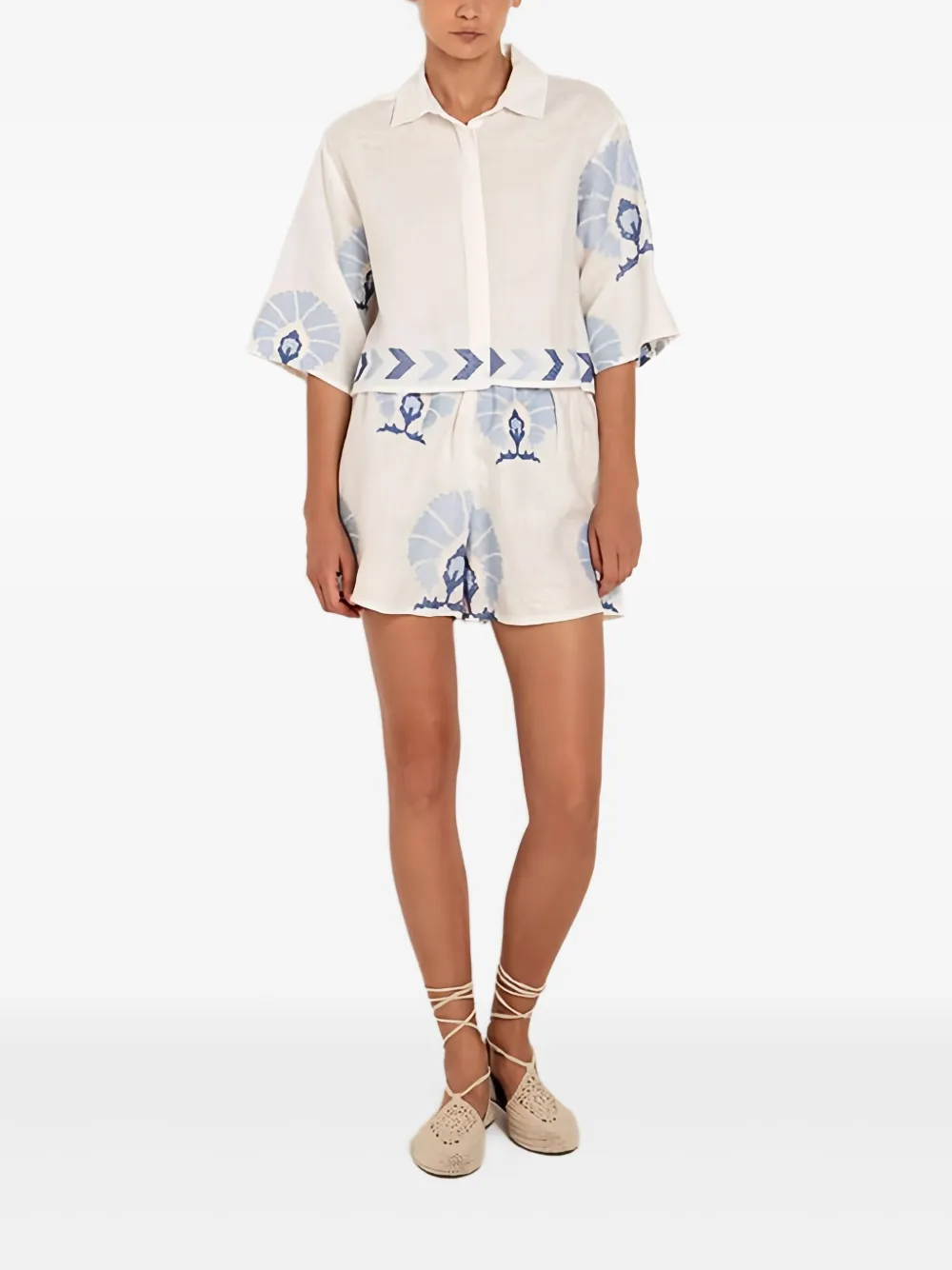 GREEK ARCHAIC KORI Blouse met patroon - Wit