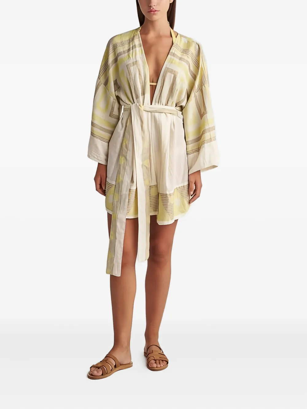 Pearl & Caviar Zakar Striped Tie Top In Neutral