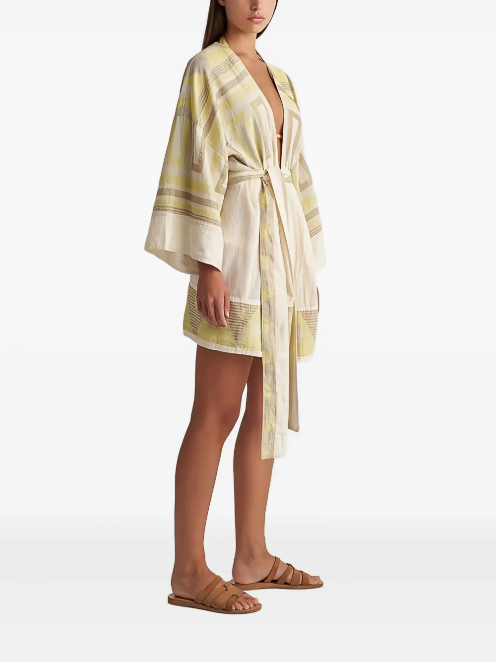 Pearl & Caviar Zakar Striped Tie Top In Neutral