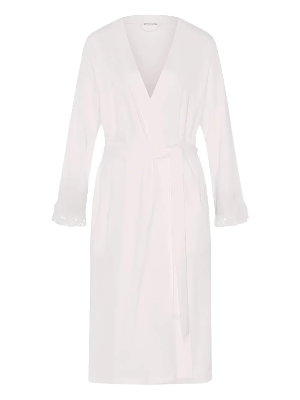 Hanro Michelle Lace-trim Belted Robe In White