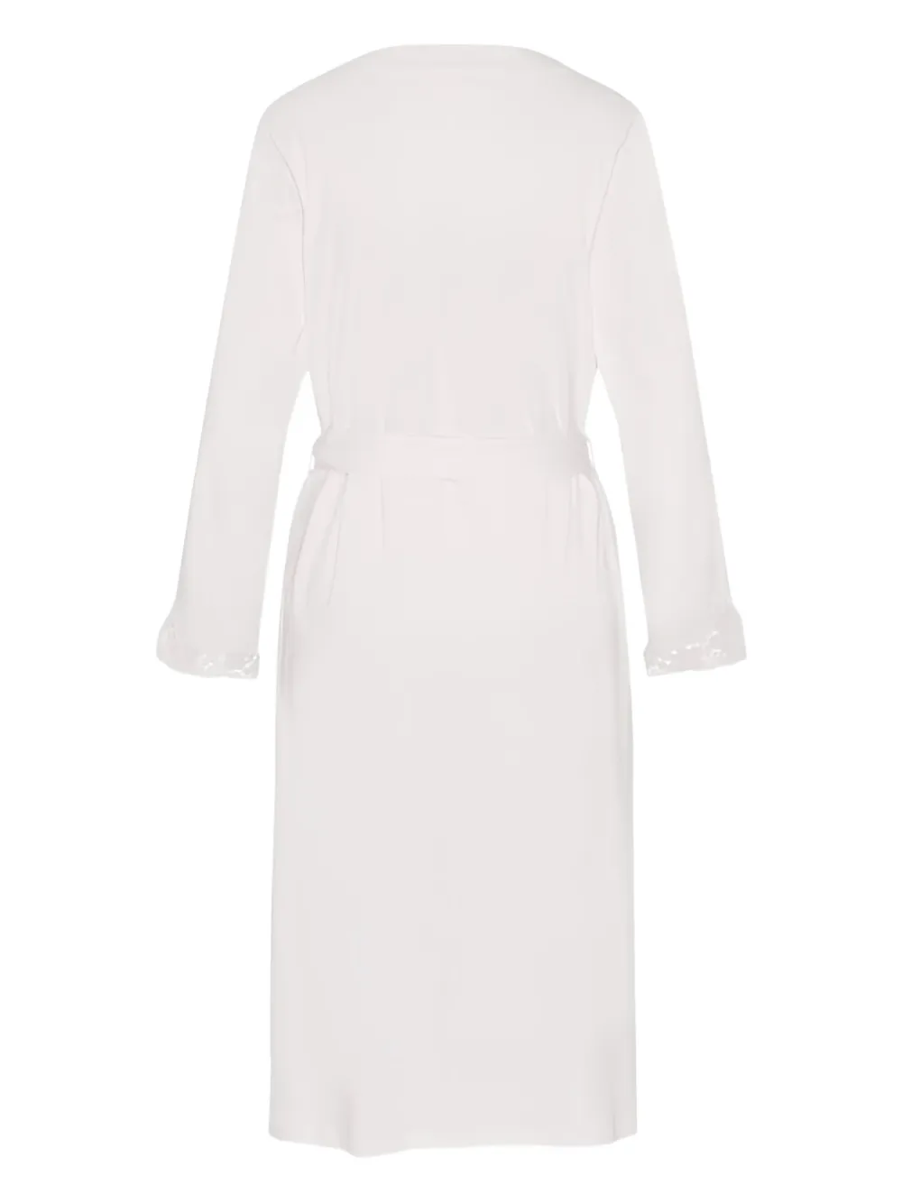 Hanro Michelle Lace-trim Belted Robe In White