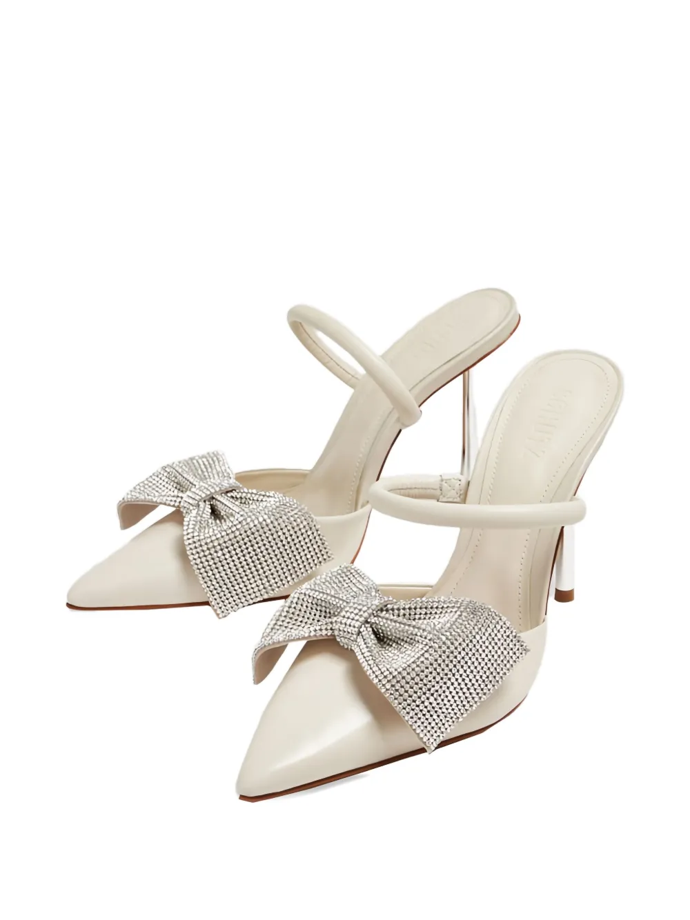 Schutz 100 mm leren sandalen met hak Beige