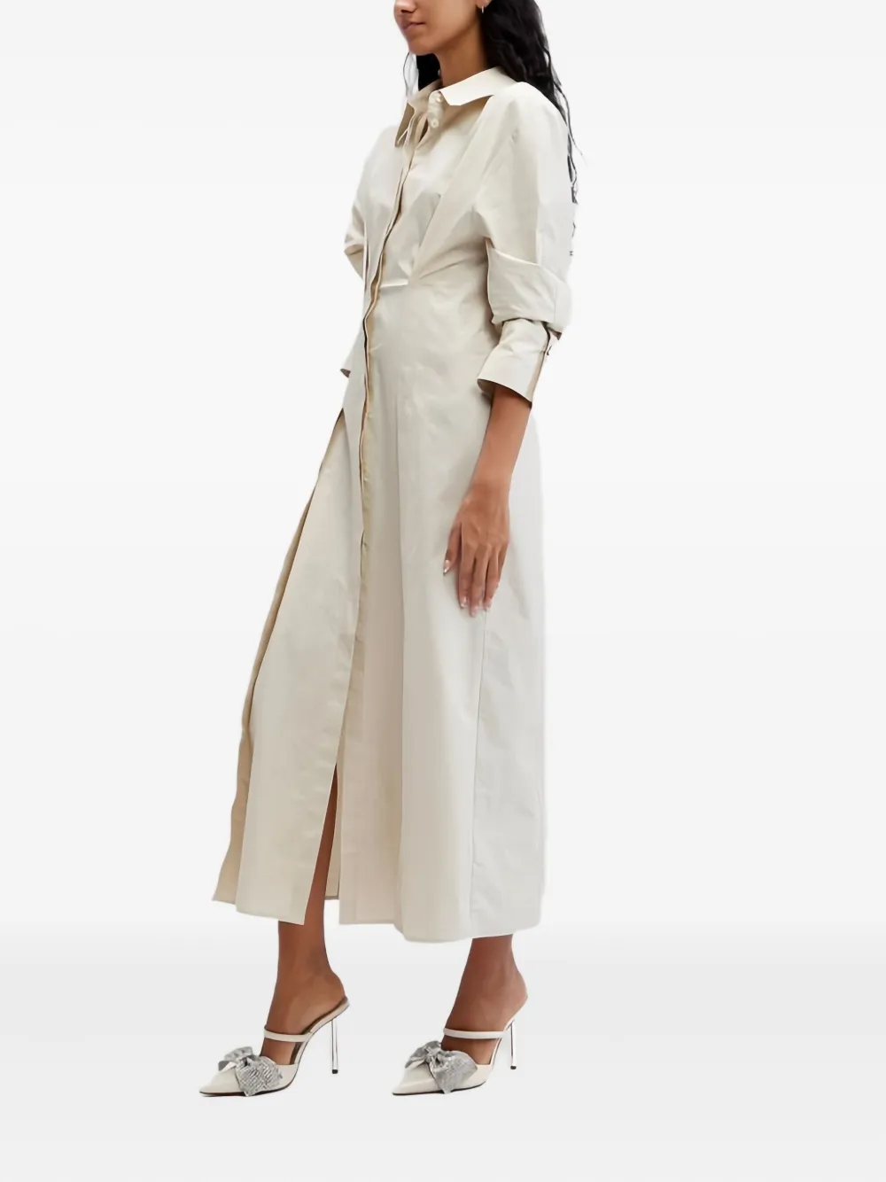 Schutz 100 mm leren sandalen met hak Beige