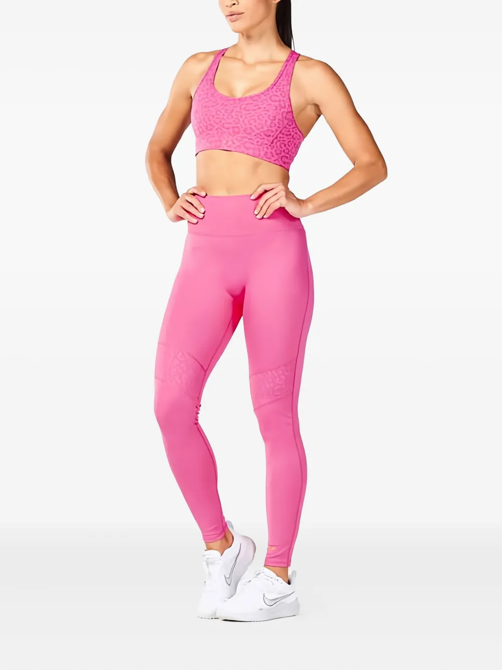 Squatwolf Printed Crossover Sports Bra In Pink