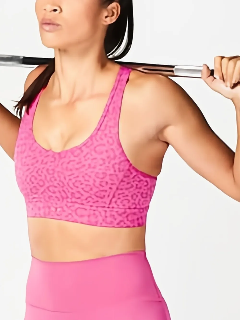 Squatwolf Printed Crossover Sports Bra In Pink