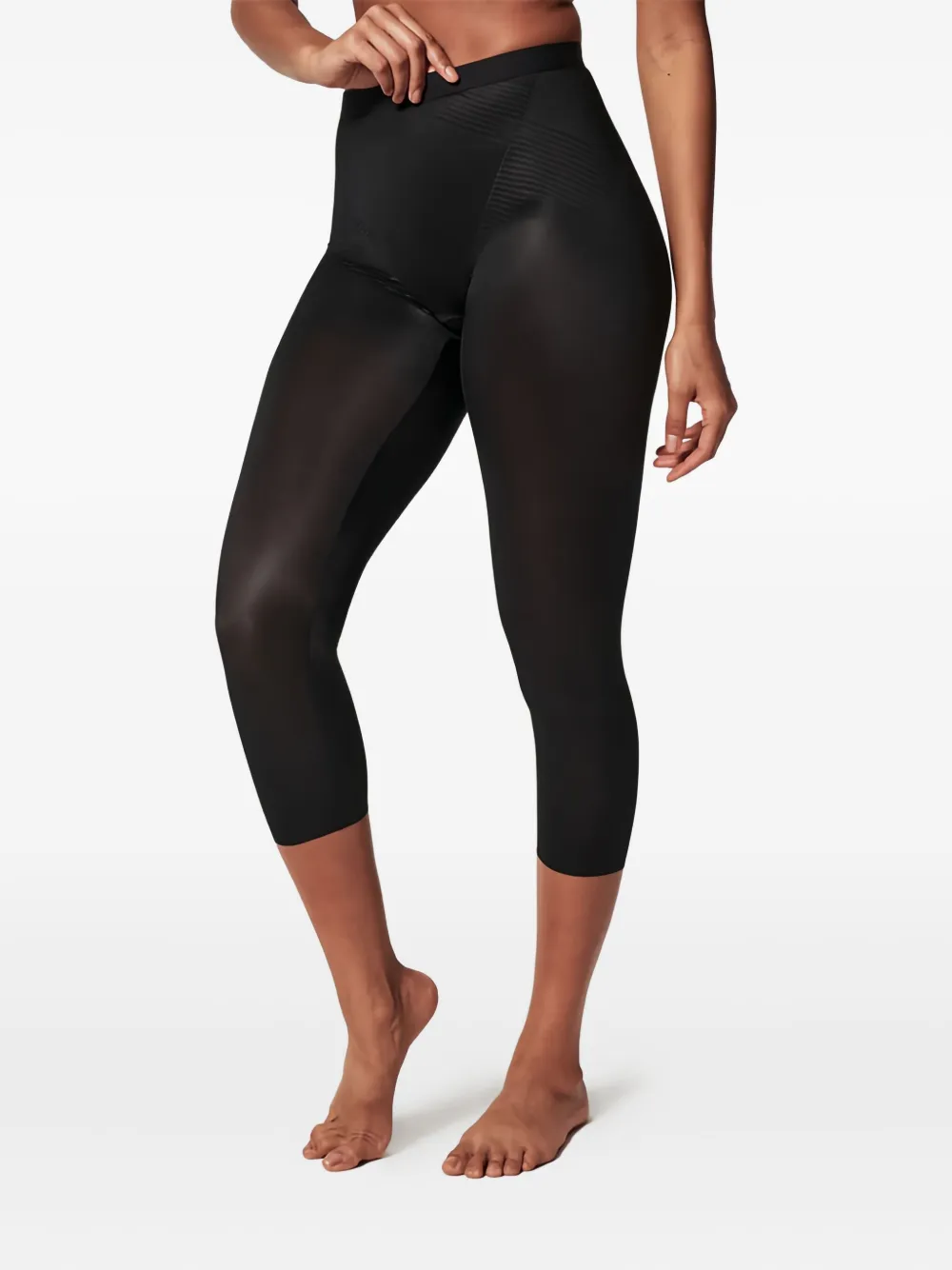 SPANX Geribbelde capri broek - Zwart