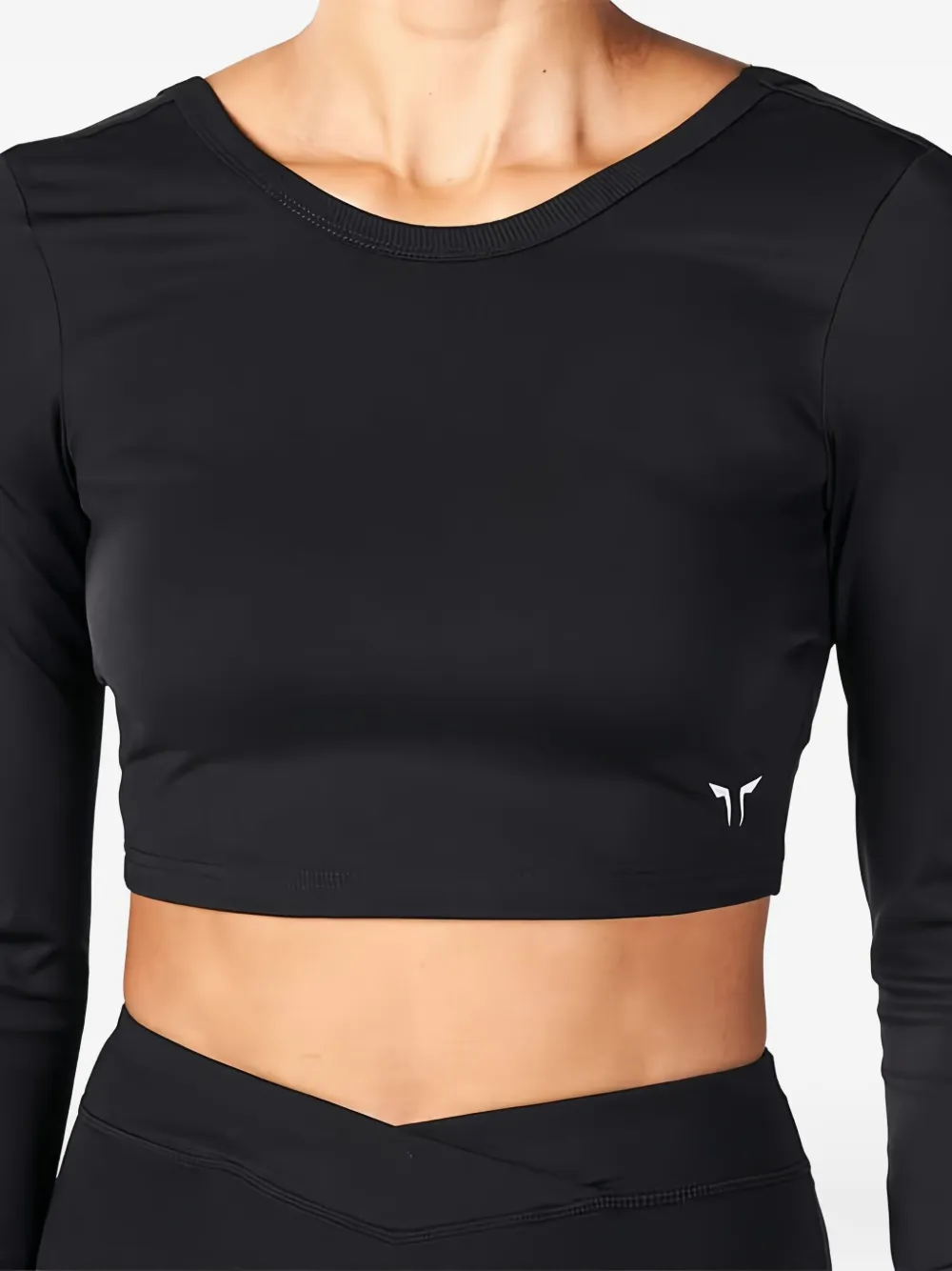 Squatwolf Long-sleeve Scoop-back Crop Top In Black