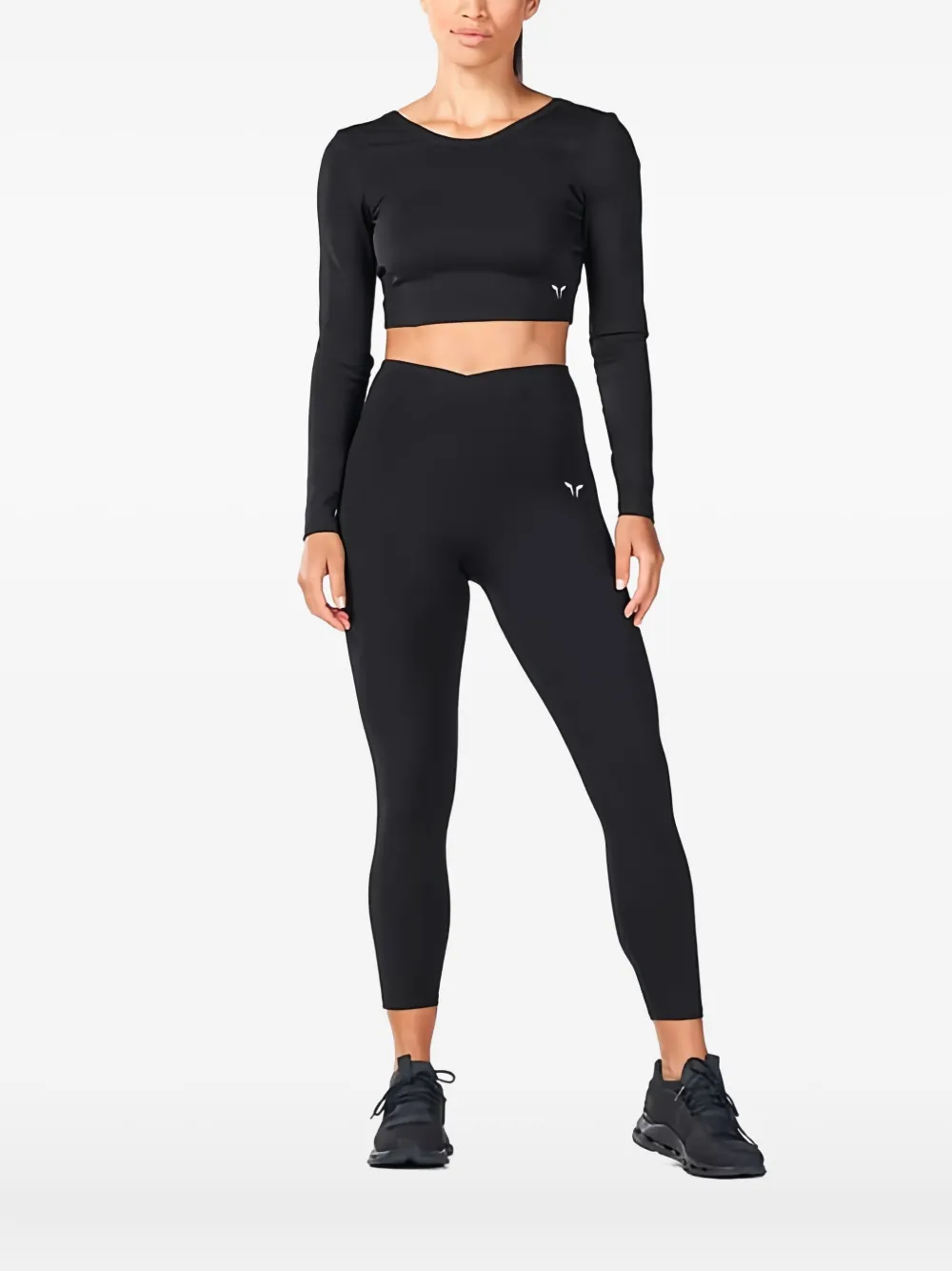 Squatwolf Long-sleeve Scoop-back Crop Top In Black