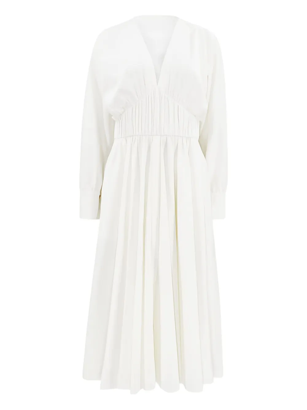Alexis vestido midi Viro fruncido con cuello en V | blanco | Image 1