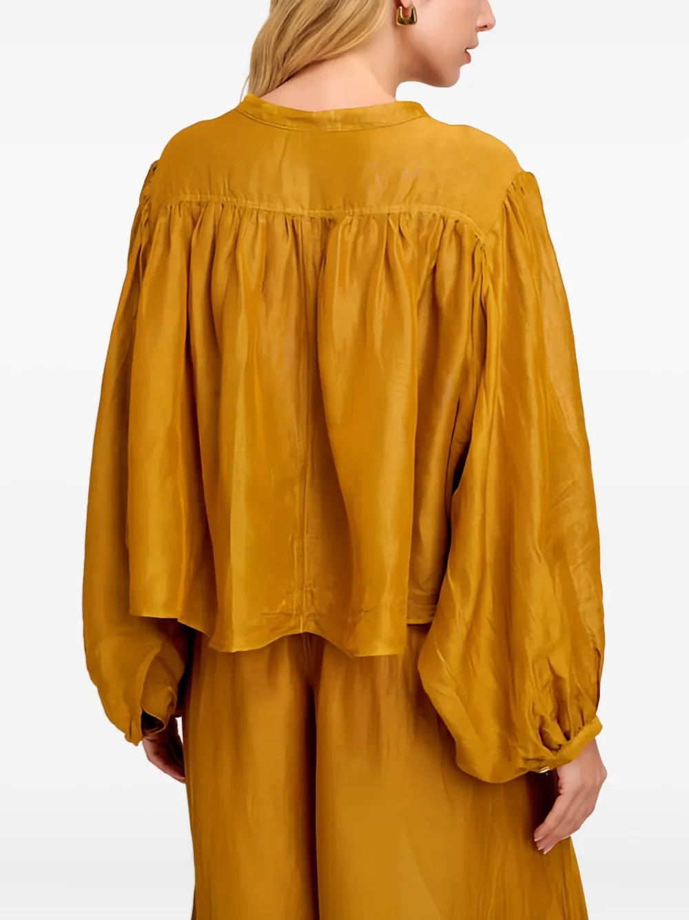 Pearl & Caviar Button Long-sleeve Top In Yellow