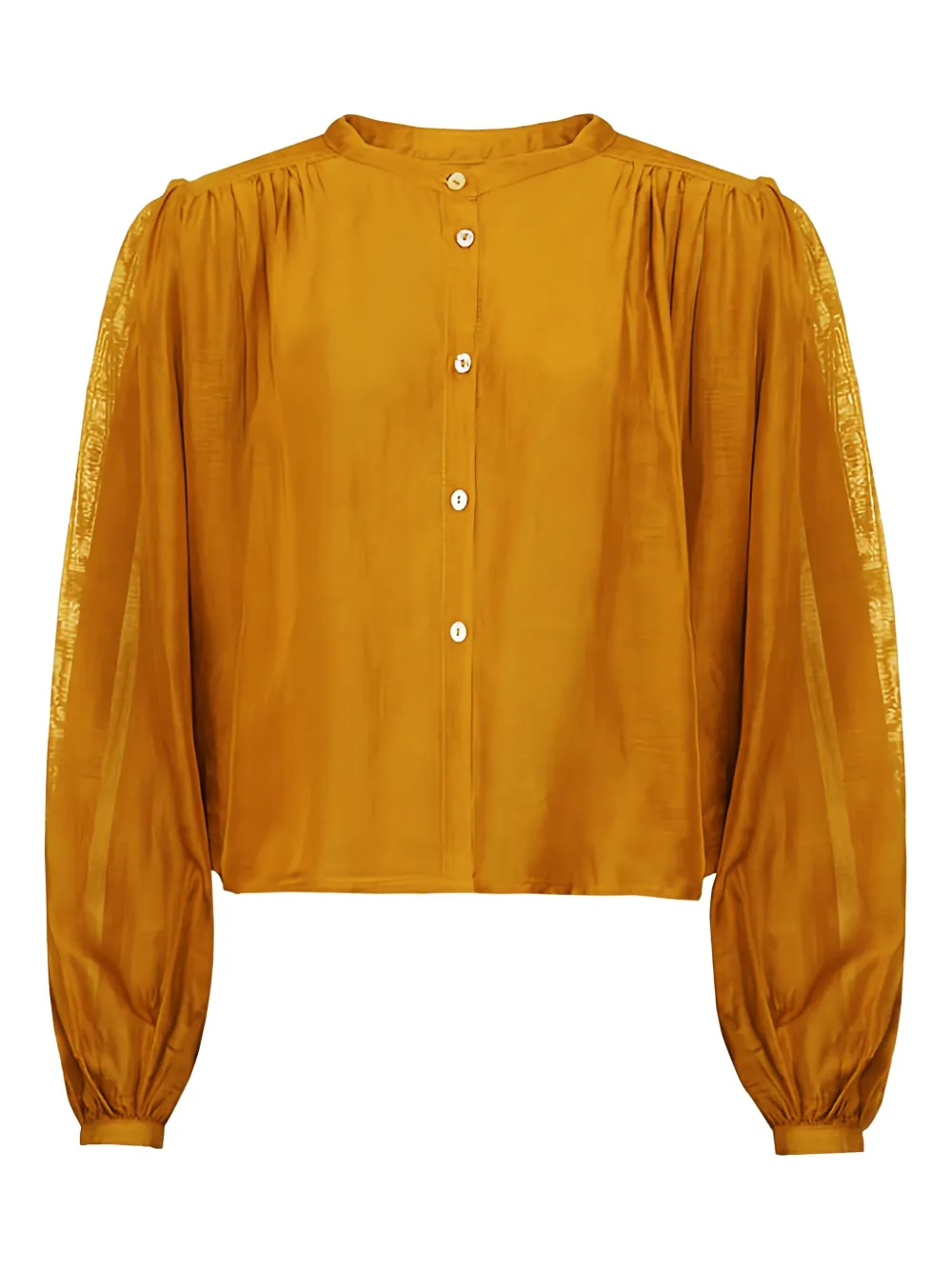 Pearl & Caviar Button Long-sleeve Top In Yellow