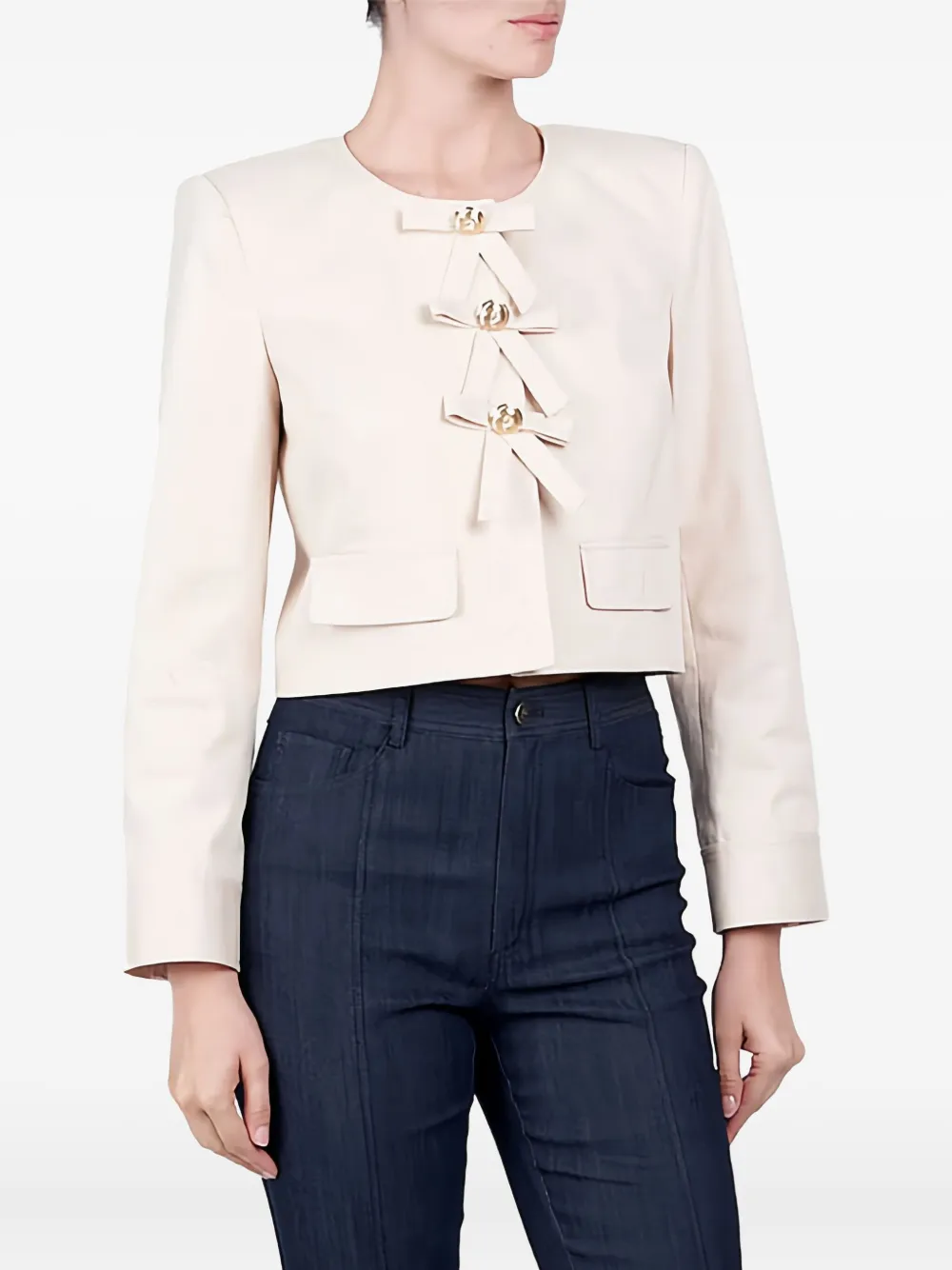 Cinq A Sept Paige twill jack met strikdetail Beige