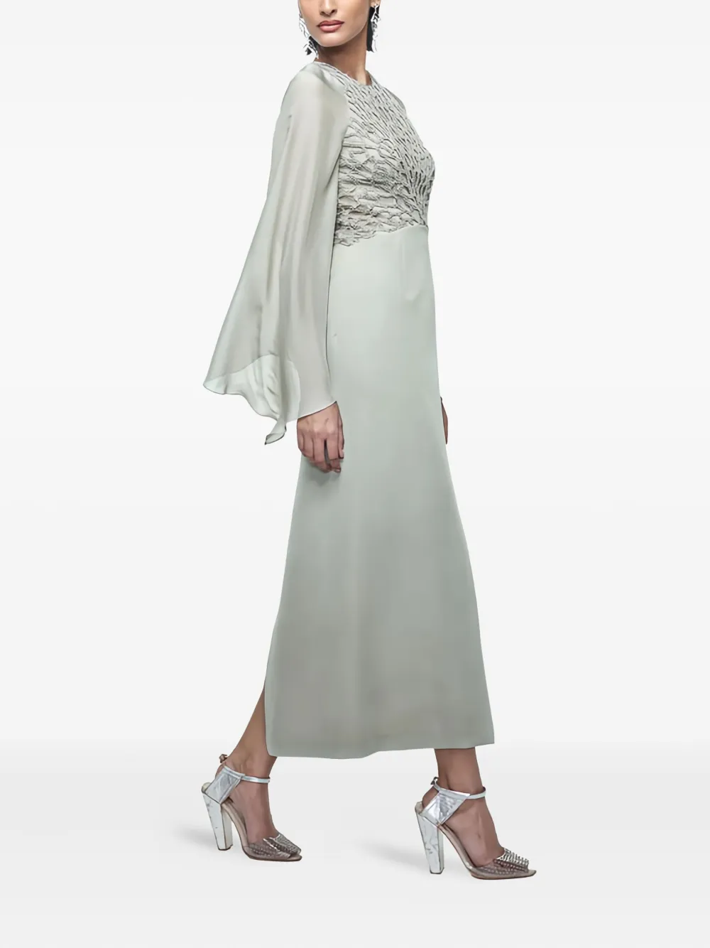 Rohit Gandhi + Rahul Khanna Verfraaide midi-jurk met split - Grijs