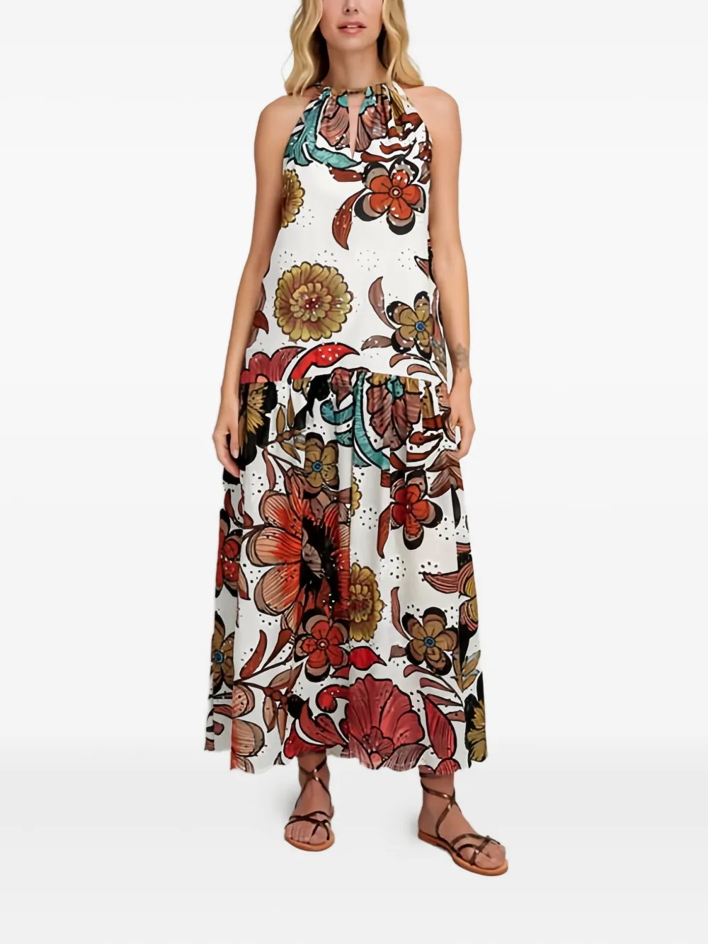 Pearl & Caviar Broderie Maxi Dress In White