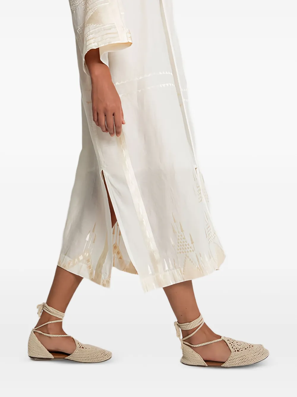 Greek Archaic Kori Embroidered Coat In Neutral