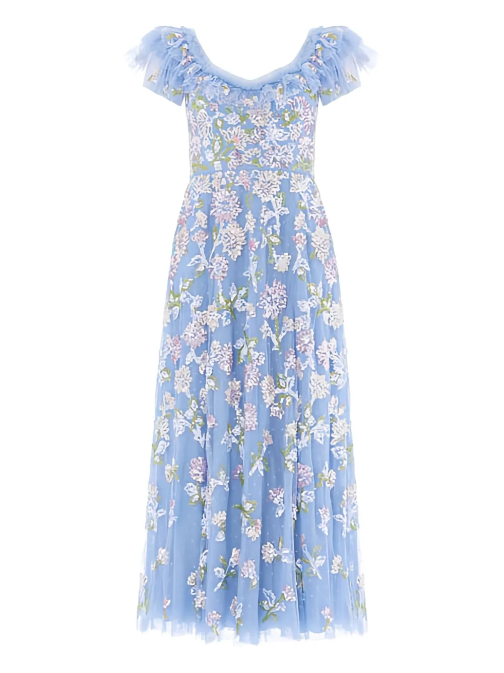 Needle & Thread robe mi-longue ornée de sequins à volants | bleu | Image 1