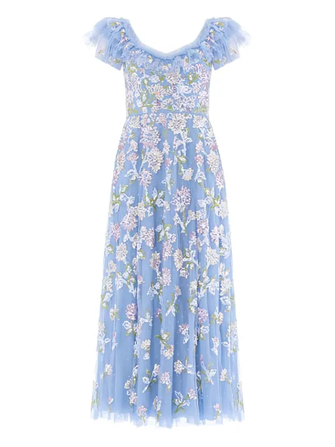 Needle & Thread sequin ruffled midi dress