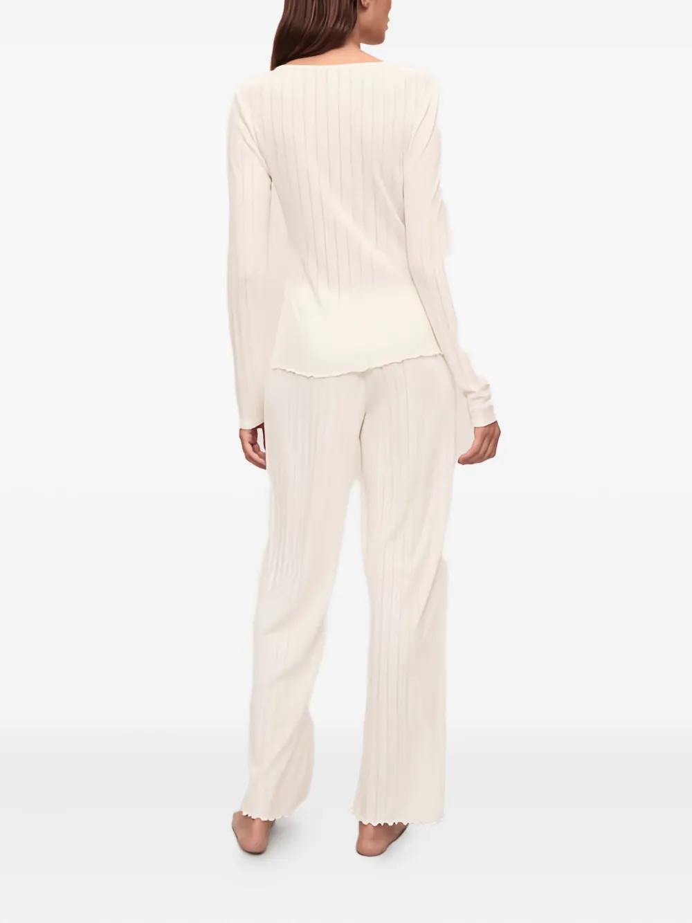 Eberjey Pointelle V-neck Henley T-shirt In Neutral