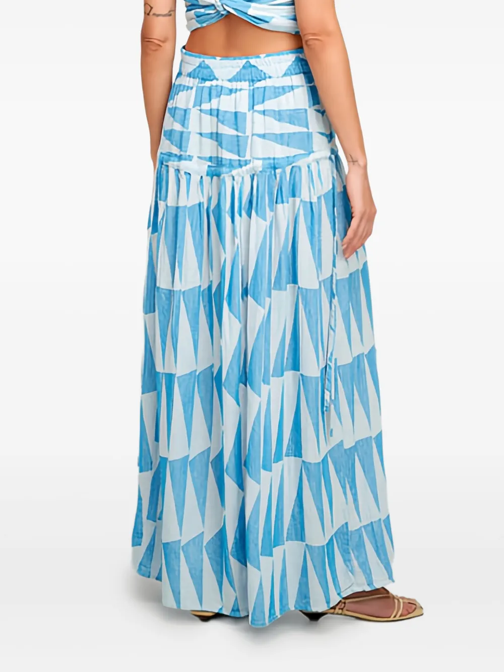 Pearl & Caviar Zakar Geometric Maxi Skirt In Blue